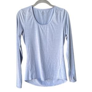 Athleta Cadence Light Blue Stripe Long Sleeve Shirt Size S